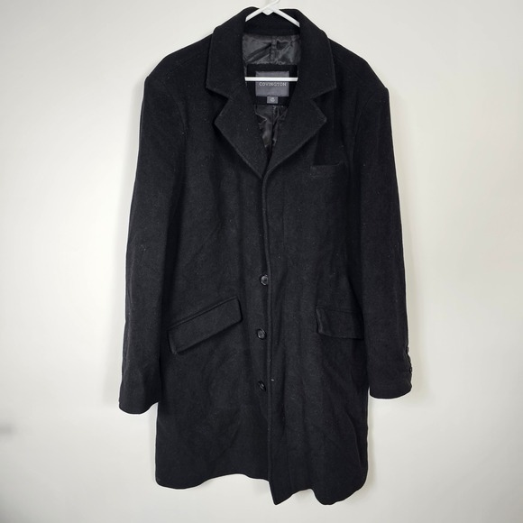 Covington Women's Black Wool Blend Long Overcoat Classic Winter Coat Large - Picture 1 of 9